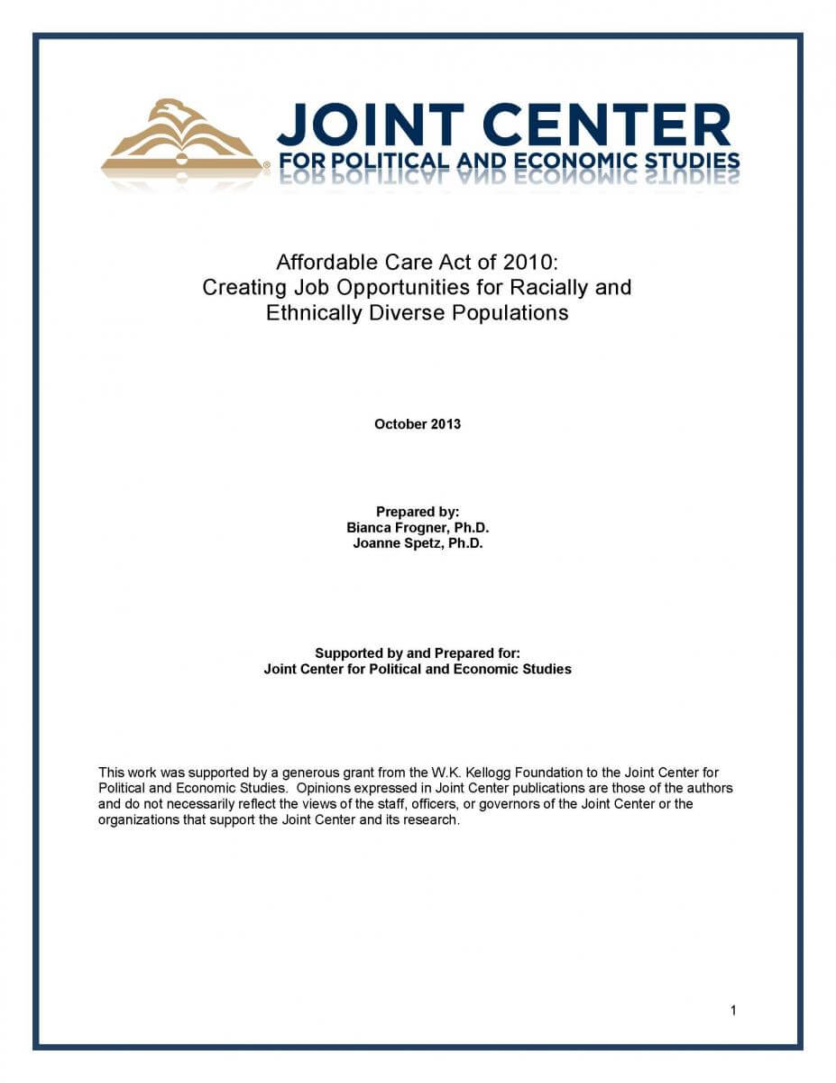 Affordable Care Act of 2010:Creating Job Opportunities for Racially and Ethnically Diverse Populations