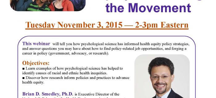 Psychological Science and Health Equity: Advancing the Movement Webinar