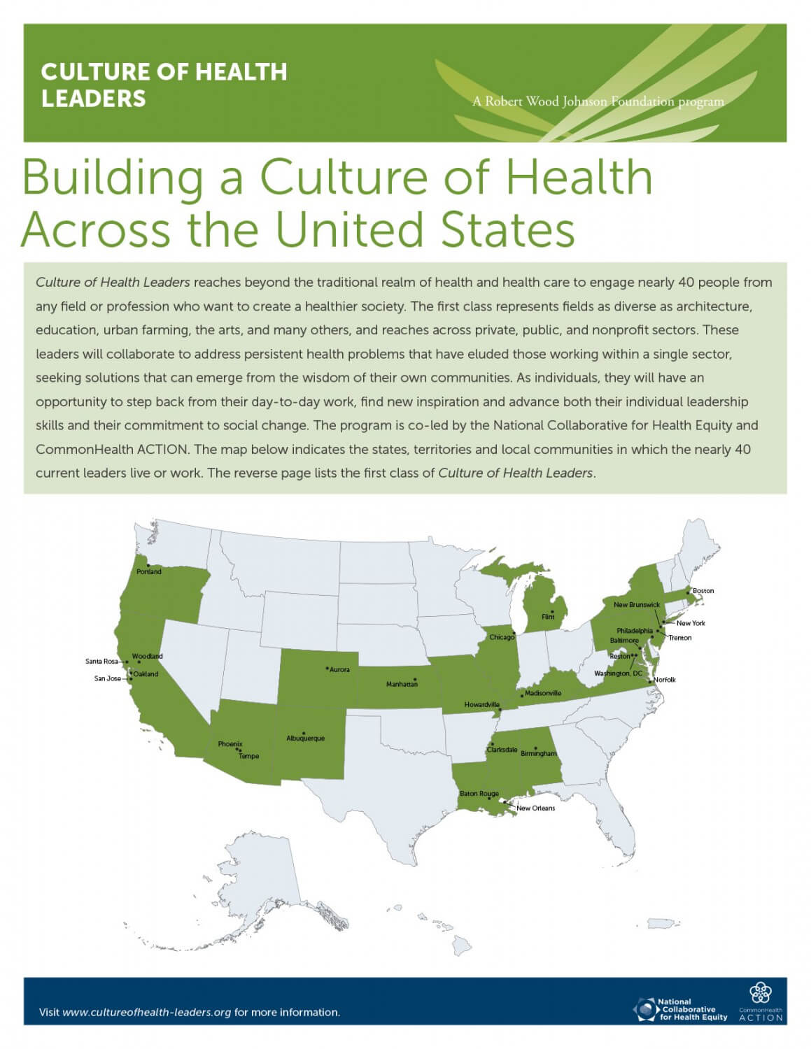 New RWJF Leadership Program Launches: Nearly 40 Social Innovators From Across Sectors Selected to Build Culture of Health